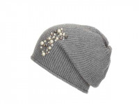 Eisbär Mütze W Grau/Meliert Applikation Eisbär Mütze W Grau/Meliert Applikation